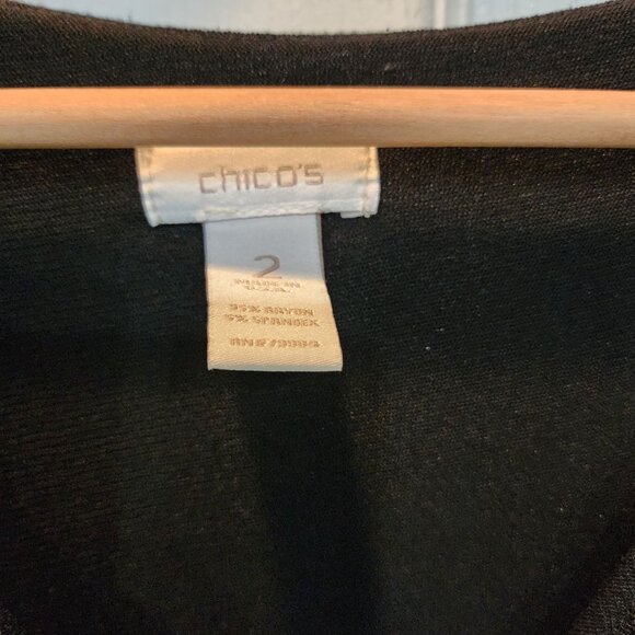 Chicos Black Sleeveless Faux Wrap Dress Size L‎ Rayon/Spandex Blend - Picture 8 of 10